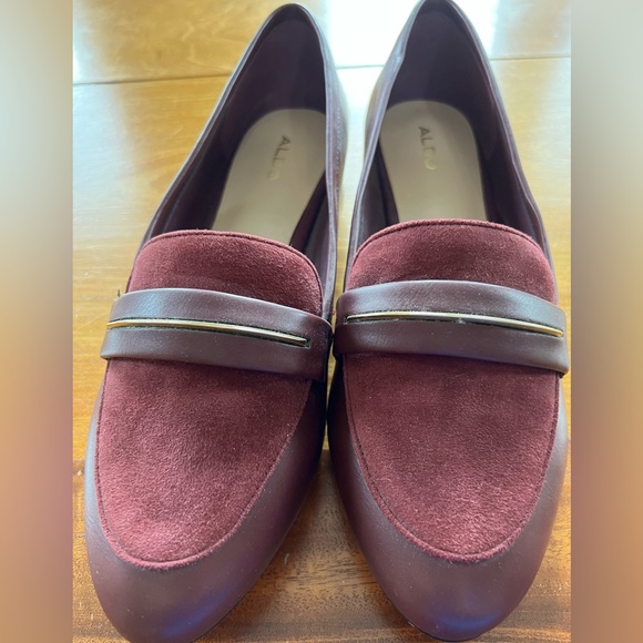 ALDO Women’s Leather Burgundy Loafers size US9 EUR40 - Picture 3 of 9